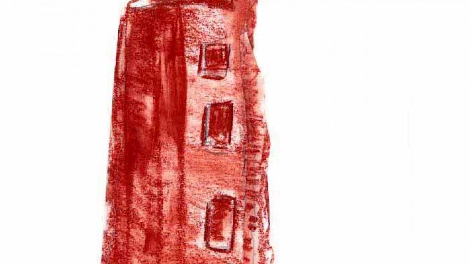 Burgruine Dagstuhl, Rötelskizze: Sabine Caspar